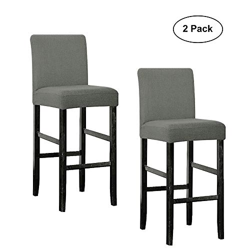 WOMACO Stretch Chair Cover for Counter Height Chair Set of 2 Bar Stool Slipcover Short Back Chair Protector - 2 Pack Dark Gray