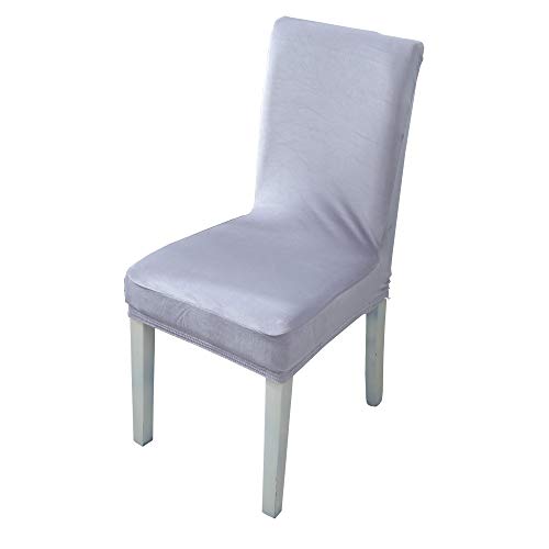 YRYIE Velvet Short Dining Chair Covers for Living Room Washable Soft Stretchy Parson Chair Slipcovers for KitchenHotelCeremony Party - Set of 2Light Grey