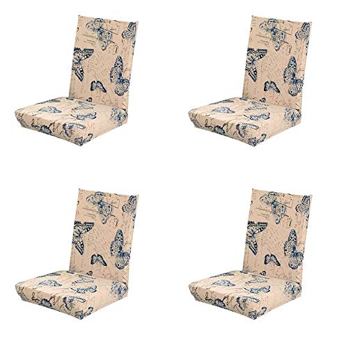 Cratone 4Pcs Stretch Chair Cover Removable Washable Chair Cover Spandex Washable Short Dining Room Slipcover Party Hotel Wedding Ceremony Seat Protector for Hotel Dining Room