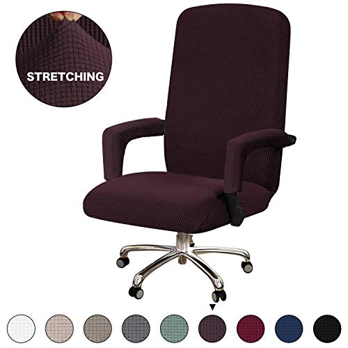 Turquoize Large Office Chair Slipcover for Computer Chair Cover Stretch Furniture Cover Rotating Chair Cover with Armrest Covers Machine Washable Chair Cover for Office Only Cover Large Brown