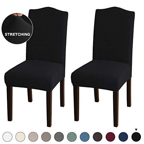 Turquoize Stretch Removable Washable Chair Covers Solid High Dining Room Chair Protector Home Decor Set of 2 Spandex Dining Chair Protector Cover for Dining Room Set of 2 Black