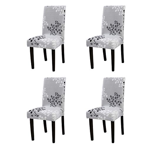 YEESSION Stretch Spandex Dining Chair Slipcovers Removable Washable Dining Room Chair Protector Cover Seat Slipcover Set of 4 Style 13