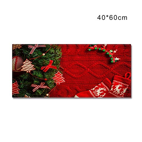 Anpay Christmas Rectangle Area Rug Floor Mat Carpet with Non-Slip Backing Holiday Home Kitchen Living Room Decor SuppliesIndoor Outdoor Waterproof Easy Clean