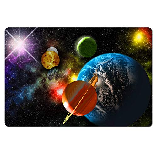 Coloranimal Heavy Duty Non Slip Rubber Backing Front Door Mat Galaxy Planet Rectangle Area Rugs Home Kitchen Garden Floor Doormats Modern Anti-Slip Carpet