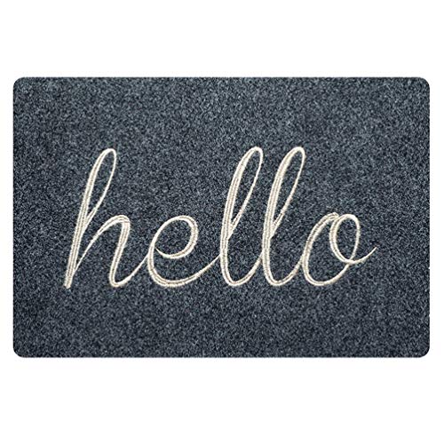 Coloranimal Rectangle Area Rugs Funny Hello Pattern Non Slip Soft Doormat for Inside Outside Front Door Mat Soft Rubber Entrance Rug
