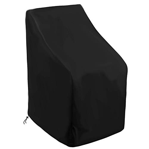 skyfiree Stacking Patio Chair Cover 35x35x4735 inch Barstool Covers Waterproof Durable Outdoor Furniture Cover Stackable Patio Chairs Highback Chair Cover Protector Black