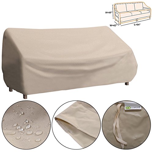 Waterproof High Back Patio Three-Seats Sofa Cover Outdoor Furniture Protection - Four Straps In Each Corner To Keep Cover In Place In Windy Day - Narrow Side Folding Process In Bottom