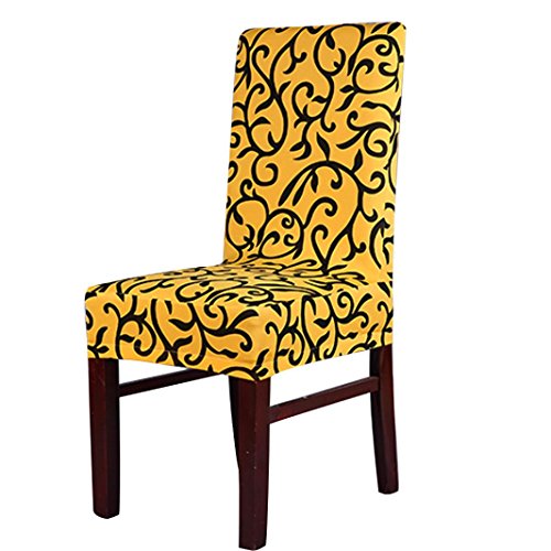 Chair CoversLeegor 1PC Spandex Stretch Banquet Slipcovers Dining Room Wedding Party Short Chair Covers Yellow