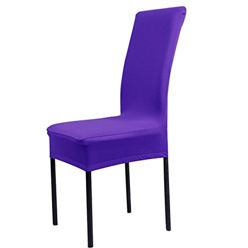 Gotd 1PC Stretch Banquet Slipcovers Dining Room Wedding Party Short Chair Covers Purple