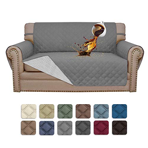 Easy-Going Sofa Slipcover Loveseat Cover Waterproof Couch Cover Furniture Protector Sofa Cover Pets Covers Seamless Whole Piece Non-Slip Fabric Pets Kids Children Dog Cat Loveseat Gray