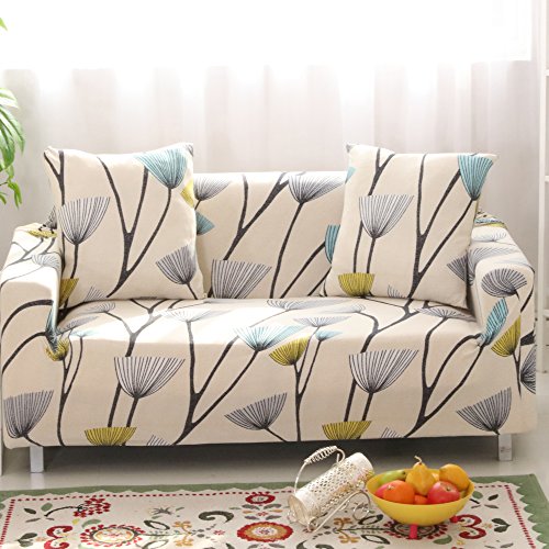Lamberia Printed Sofa Cover Stretch Couch Cover Sofa Slipcovers for Couches and Loveseats with Two Free Pillow Case Dandelion Loveseat