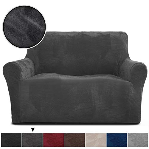 Rose Home Fashion RHF Velvet Loveseat Slipcover Slipcovers for Couches and Loveseats Loveseat Cover&Couch Cover for Dogs 1-Piece Sofa ProtectorDark Grey -Loveseat