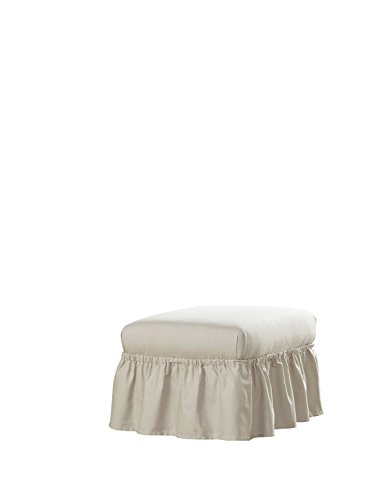 Serta  Relaxed Fit Duck Ottoman Ruffled Slipcover Machine Washable Parchment