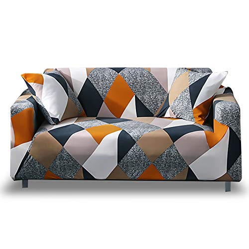 HOTNIU 1-Piece Fit Stretch Sofa Covers - Polyester Spandex Printed Sofa Slipcovers - Furniture CoverProtector for Loveseat Couch with Elastic Bottom Anti-Slip Foam Loveseat Pattern MF