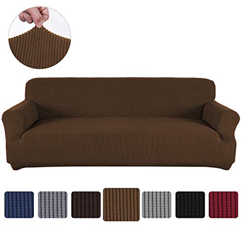 Obstal Stretch Spandex Oversized Sofa Cover 4 Seat Couch Covers for Living Room Non Slip Sofa Slipcover with Elastic Bottom Sofa Couch Coverings Furniture Protector for Dogs Cats Pets and Kids