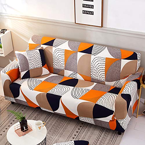 nordmiex Stretch Sofa Slipcovers Fitted Furniture Protector Printed Sofa Cover Stylish Fabric Couch Cover with 2 Pillowcases for 4 Cushion CouchSofa-4 SeaterGeometric Style 2