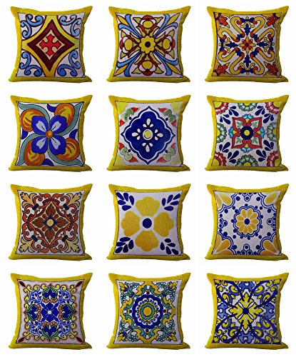 WholesaleSarong Set of 10 Cushion Covers Mexican Spanish Talavera Pillow slipcovers