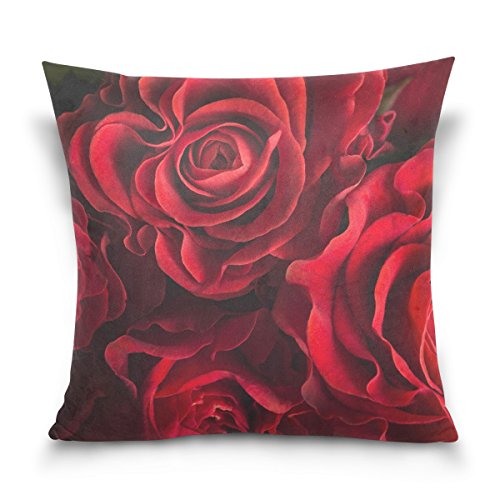 alaza Double Sided Valentines Day Rose Cotton Velvet Square Pillow Slipcovers 20x20 Inch Decorative for Chair Auto Seat