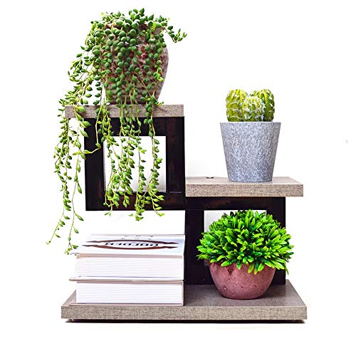 Office Table Flower Shelf Simple Table Flower Stand Mini Living Room Room Built-in Rack Creative Small Meat Multi-Layer Black Size34x20x29cm