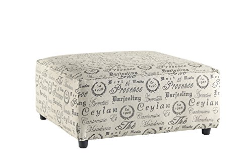 Ashley Furniture Signature Design - Alenya Oversized Accent Ottoman - Linen Upholstery - French Scripting - Quartz