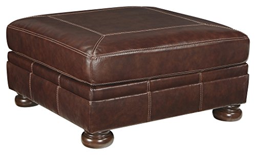 Ashley Furniture Signature Design - Banner Leather Oversized Ottoman - Traditional - Brown
