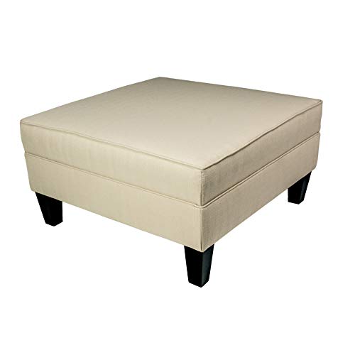 MJL Furniture Madison Squared Upholstered Welted Oversized Ottoman Beige