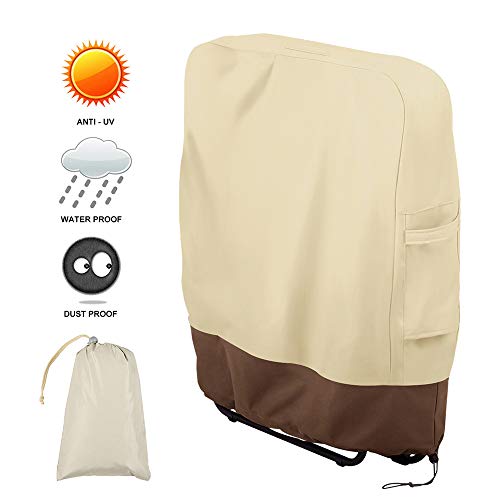 BullStar 1 Pack Patio Zero Gravity Folding Chair Cover 420D Outdoor Folding Chair Protector Waterproof and UV Resistant 32 WX37 L Beige