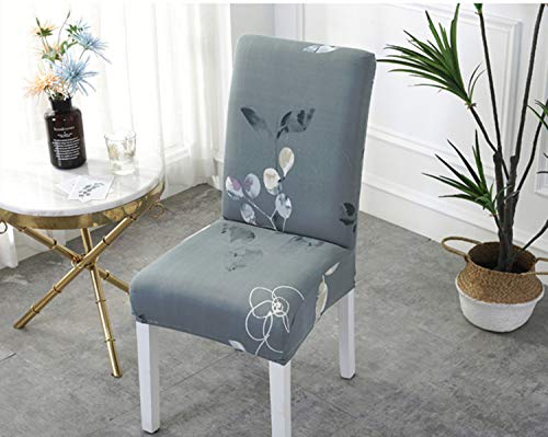 Custcolor Comfort Stretch Dining Chair Slipcovers Floral Printed Dining Chair Protector Removable Washable Short Chair Seat Covers for Dining Room Kitchen Office Style H