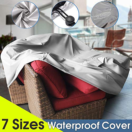 IcyDeals Waterproof Dustproof Outdoor Furniture Cover Garden Patio Table Chair Protector Silver - 12125 x 5433 x 3503 inch