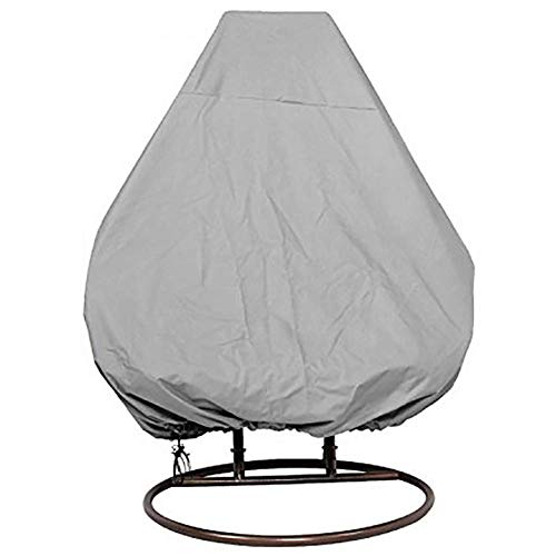 QEES Patio 2 Person Swing Egg Chair Cover Heavy Duty Waterproof Outdoor Hanging Chair Dustproof Cover Double Wicker Egg Swing Chair Protector Easy On Easy Off YZZ16 Grey
