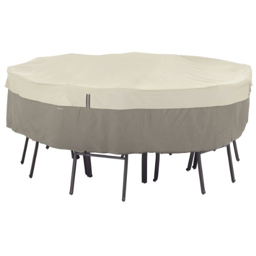 Classic Accessories Belltown Outdoor Round Patio Table Patio Chair Set Cover - Weather and Water Resistant Patio Set Cover Grey Large 55-253-011001-00