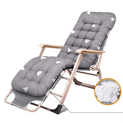 Garden Folding Chairs Gray Oversized Patio Chairs Reclining for Heavy People Outdoor Beach Lawn Camping Portable Chair Foldable Deck Chair with Cushions Support 200kg Adjustable Patio Recliner
