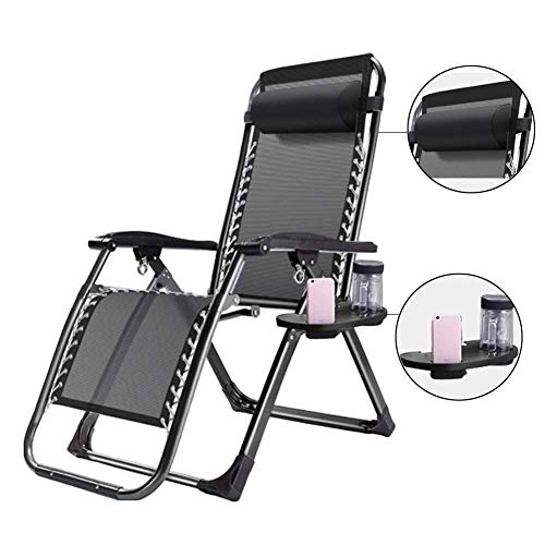 Sun Lounger Oversized Patio Chairs Reclining for Heavy Duty People Outdoor Garden Beach Lawn Chair Camping Portable Support 200kg Color  Black