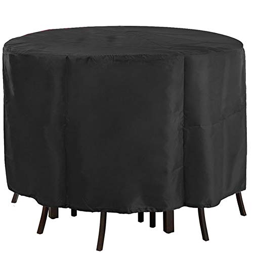 J&C Round Patio Table Furniture Set Cover Garden Patio Furniture Covers Waterproof Outdoor Furniture Cover Round Furniture Black 88 x 37