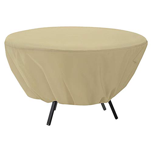 Jimfoty Table Cover Premium Waterproof Dust Round Table Chair Cover Outdoor Garden Patio Table Cover Furniture CoversBeige