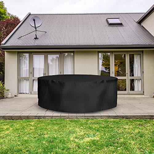 WISKEO Outdoor Furniture Set Covers Waterproof Patio Furniture Covers Waterproof Sofa Waterproof Durable Dust-Proof 210D Oxford Fabric Sectional Sofa Round 185x110CM