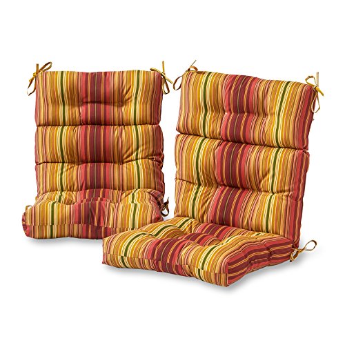 Greendale Home Fashions Indooroutdoor High Back Chair Cushions Kinnabari Stripe Set Of 2