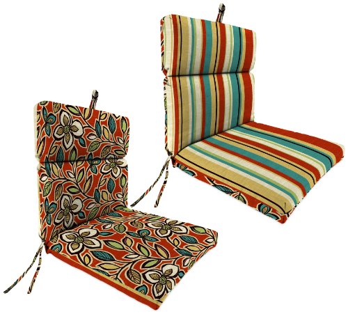 Jordan Manufacturing Reversible Outdoor Chair Cushion Ethan ScarletWyken Stripe Scarlet