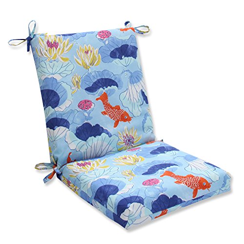 Pillow Perfect OutdoorIndoor Lotus Lake Squared Corners Chair Cushion Cobalt