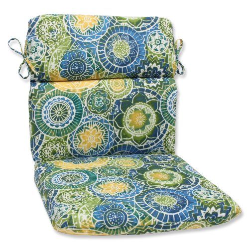 Pillow Perfect Outdoor Omnia Lagoon Rounded Corners Chair Cushion