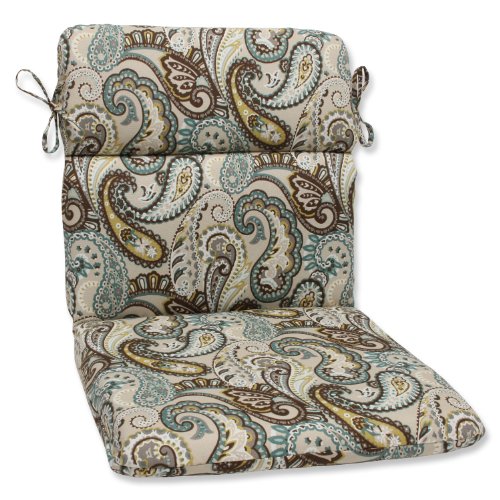 Pillow Perfect Outdoor Tamara Paisley Quartz Rounded Corners Chair Cushion