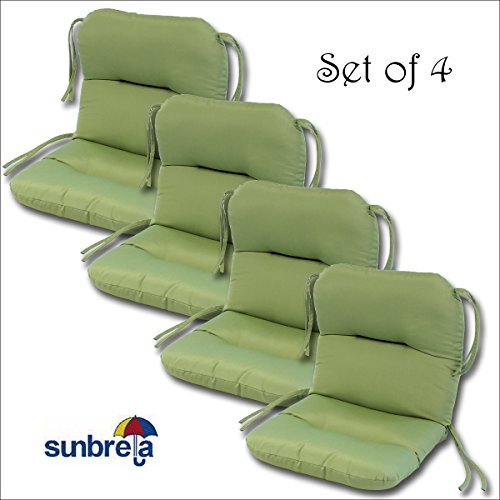 Set of 4 Outdoor Chair Cushions 20 x 36 x 3 H-19 in Sunbrella Fabric Peridot by Comfort Classics Inc