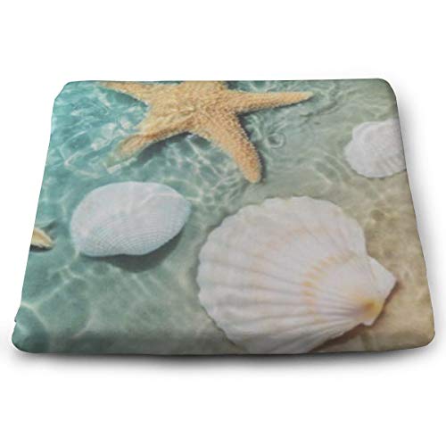 SZjinghao Chair Square Cushion，Seat Cushion for Home Office Dinning Chair Solid Color Indoor OutdoorChair Pads Starfish and Seashell On The Summer Beach