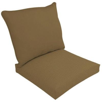 Hampton Bay Canvas Cork 2-Piece Deep Seating Outdoor Dining Chair 100 Polyester Filled Cushion Set