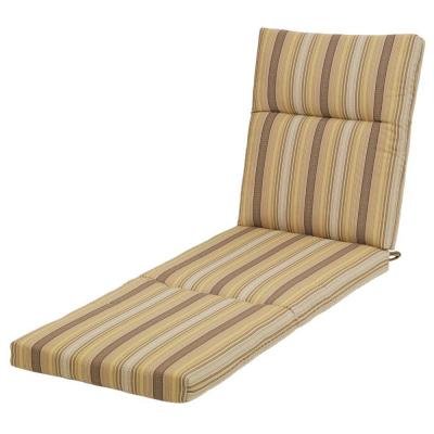 Hampton Bay Cornbread Stripe Rapid-dry Deluxe Outdoor Chaise Cushion