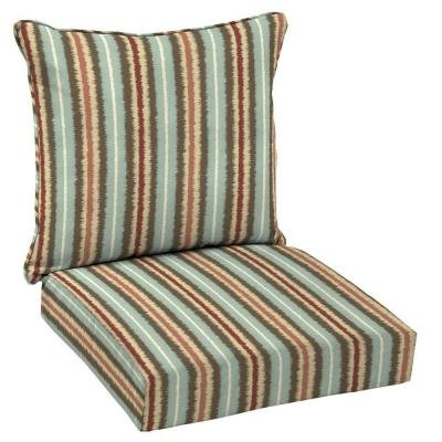 Hampton Bay Elaine Ikat Stripe 2-piece Outdoor Deep Seating Cushion