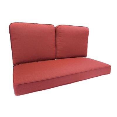 Hampton Bay Fall River Dragonfruit Replacement Outdoor Loveseat Welted Cushion