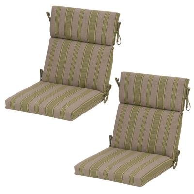 Hampton Bay Luxe Stripe Rapid-Dry Deluxe Outdoor Dining Chair Cushion 2-Pack