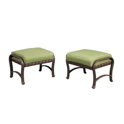 Hampton Bay Pembrey Patio Ottoman With Moss Cushion 2-pack