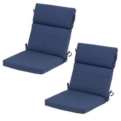 Hampton Bay Sky Blue Rapid-Dry Deluxe Outdoor Dining Chair Cushion 2-Pack